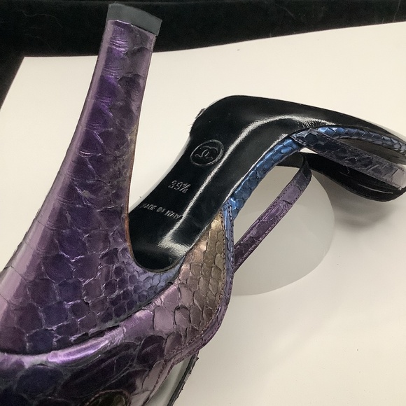 Chanel python metallic snakeskin open toe pumps - Picture 5 of 5